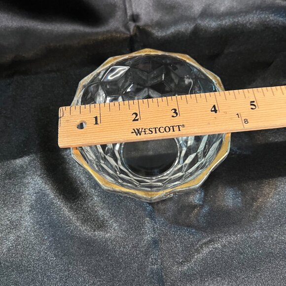 VTG Jeannette Glass Cube Cubist Pattern Mayonnaise Bowl and Underplate Gold Rim - Picture 11 of 13